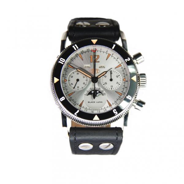 Black Luna - Full Calendar Chrono with Moonphase - (Dial silver)